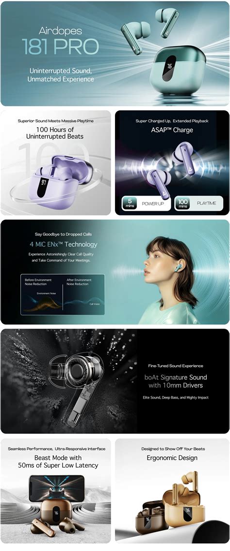 Buy boAt Airdopes 181 Pro with 100 HRS Playback, 4 Mics ENx Technology ...