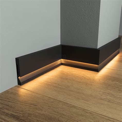Black Baseboard Molding, Beige, Grey LED Skirting Board, Durable ...