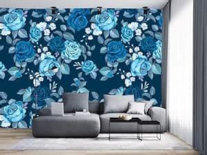 BP DESIGN SOLUTION Blue Rose Design Wallpaper Roll for Kitchen, Bedroom ...