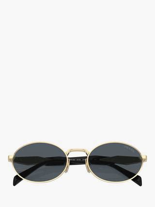 Prada PR65ZS Women's Oval Sunglasses, Pale Gold/Grey