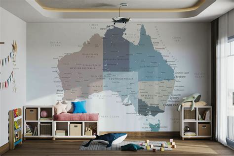 Australia Map Wallpaper Cities & Deserts