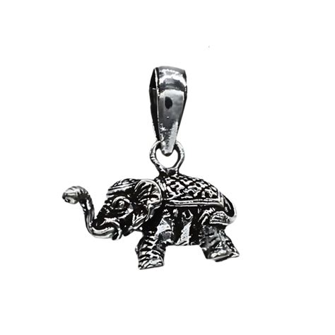 925 Real Silver Oxidized Cute Little Elephant With Trunk Up Pendant ...