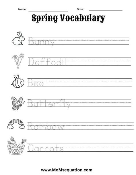 Image result for Spring Vocabulary Worksheet PDF