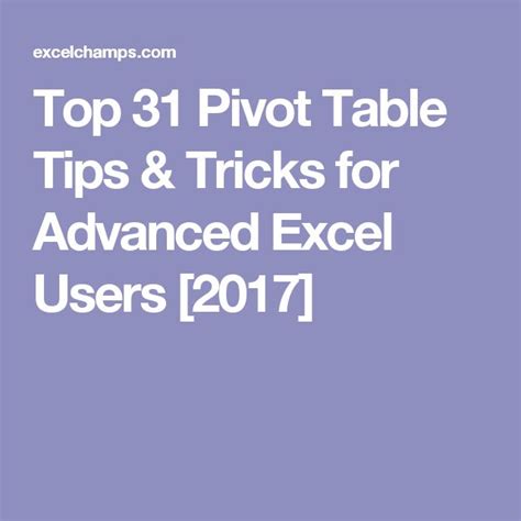 Image result for Excel Pivot Table Tricks