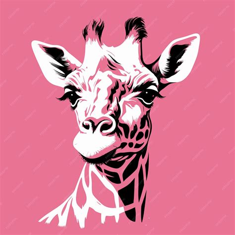 Premium Vector | Close Up of Giraffes Face on Pink Background