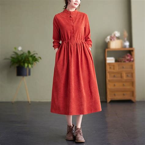 Red Corduroy Dress Women Winter Corduroy Dress Plus Size - Etsy