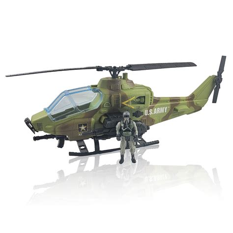 United States Army AH-64 Apache Helicopter Toy & Soldier Action Figure ...