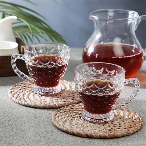 Buy INOVIQUE Scales Crystal Glass Tea and Coffee Cup Set | 210ML | Set ...
