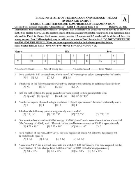 CB - Class surpise test - BIRLA INSTITUTE OF TECHNOLOGY AND SCIENCE ...