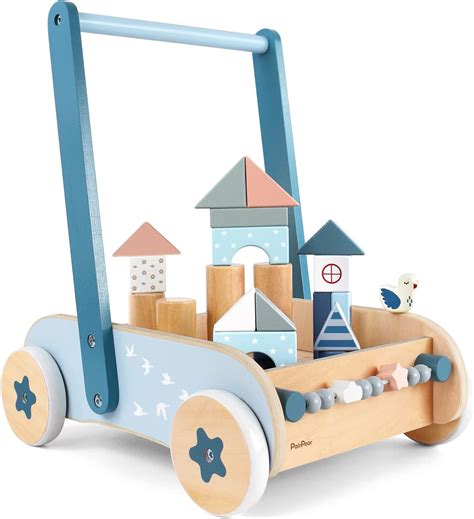 Amazon.com: PairPear Baby Walker with Breaks,Toddler Wooden Push Walker ...