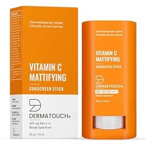 DERMATOUCH Vitamin C Mattifying Sunscreen Stick | SPF 60 PA++++ | For ...