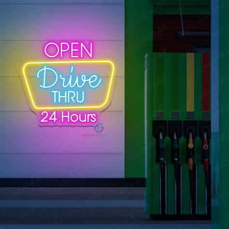 Open Drive Thru 24H Neon Sign Business Led Light - NeonGrand