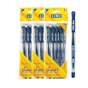 Linc 0.7mm Glycer Ball Pen | Blue Ink | Pack of 15 : Amazon.in: Office ...