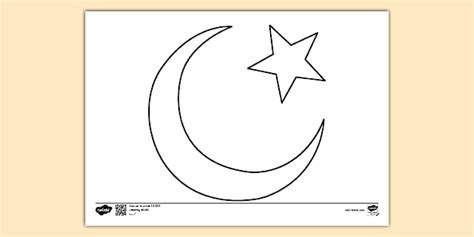 Star and Crescent Colouring | Crescent Template | Twinkl