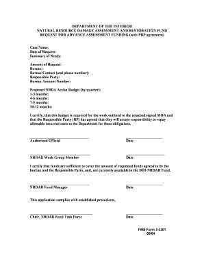 Fillable Online fws US FWS Form 3-2301. Natural Resource Damage ...
