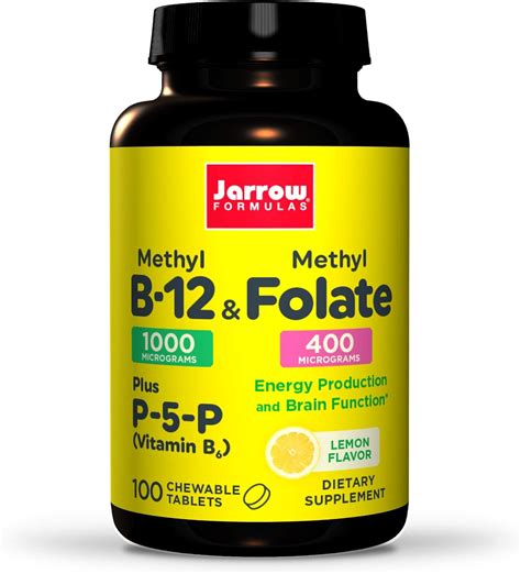 Amazon.com: Jarrow Formulas Extra Strength Methyl B-12 & Methyl Folate-100 Chewable Tablet ...