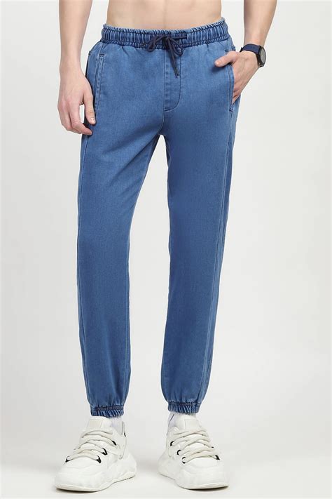 Blue Stretchable Cotton Joggers – Global Republic