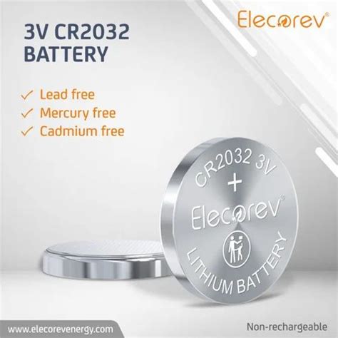 Elecorev LiMnO2 Coin Cell Battery - Elecorev CR2032 3V Button Cell ...