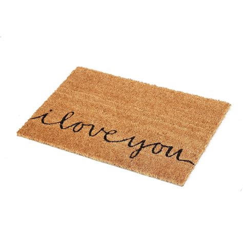 OnlyMat I Love You Printed Natural Coir Floor Mat