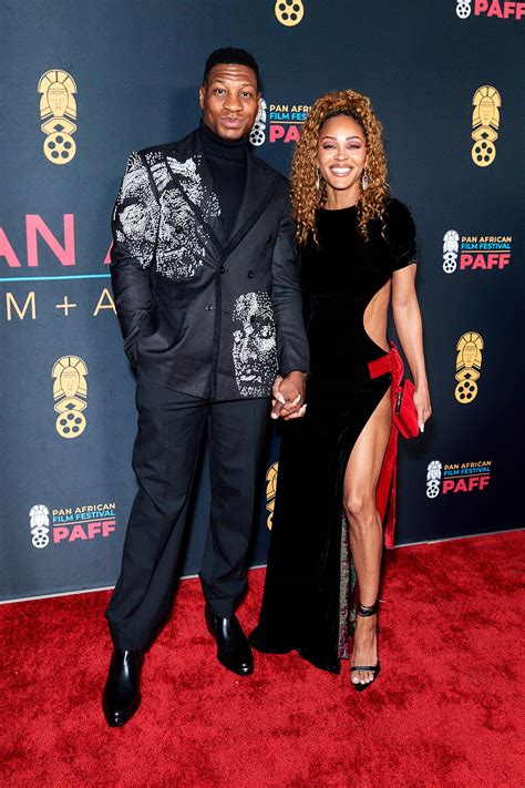 Meagan Good Favors Bold Brows & Bold Cutout Dress With Jonathan Majors