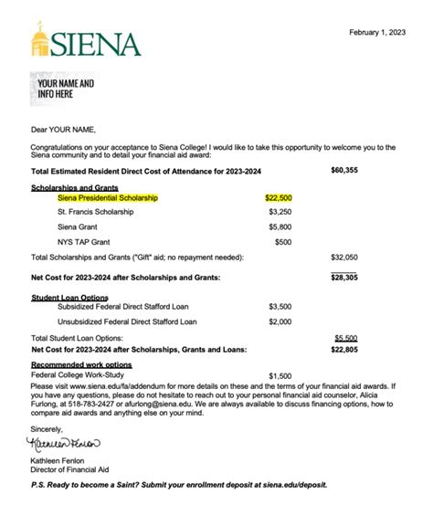 Full Financial Aid Package Versus Merit Only | Siena University