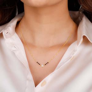 GIVA 18K Gold Floral Flare Diamond Mangalsutra 18kt Yellow Gold ...