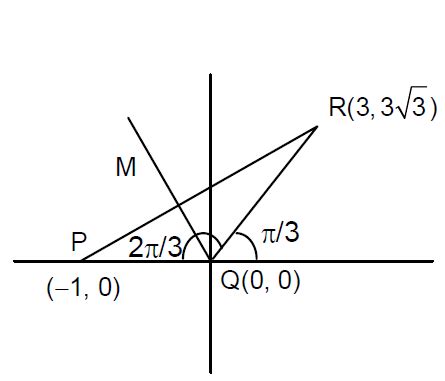 Let P=(-1, 0), Q=(0, 0) and R=(3, 3√3) be three points. The equation of ...
