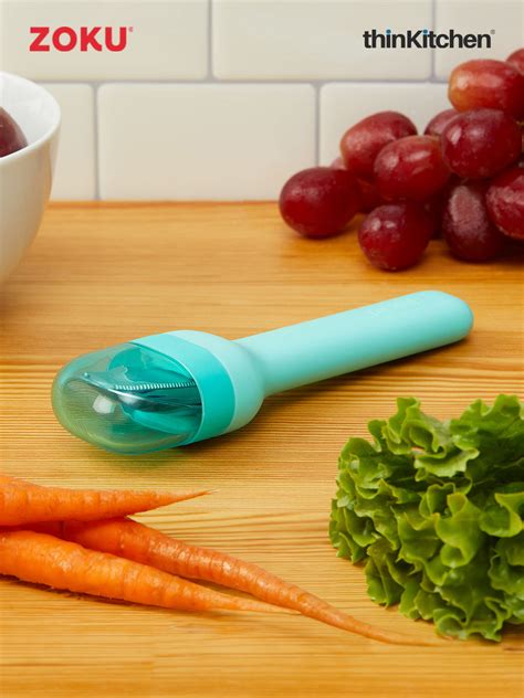 Zoku Teal Pocket Utensils 1 Case, 1 Travel Spoon, 1 Travel Fork, 1 Tra ...