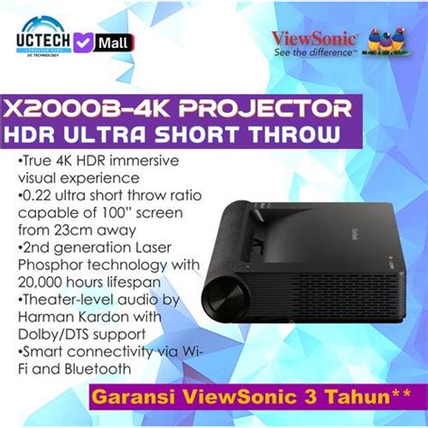 Promo ViewSonic X2000B-4K 4K HDR Ultra Short Throw Smart Laser ...