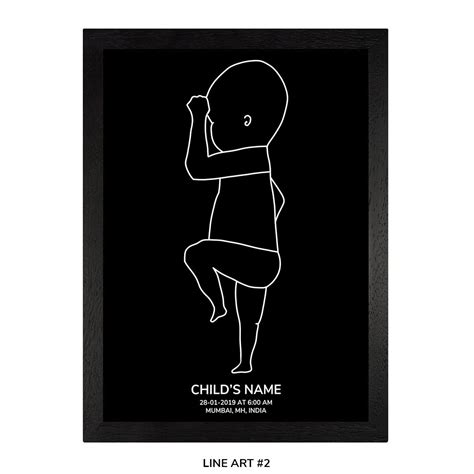 Custom Birth Poster with frame – Slate Sky