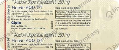 Acivir Dt 200 MG Tablet (10): Uses, Side Effects, Price & Dosage ...