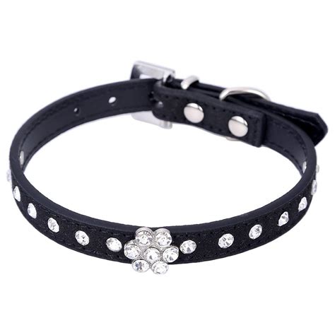 Crystal Rhinestones Decor Flower Shaped Soft Adjustable Pet Dog Cat ...