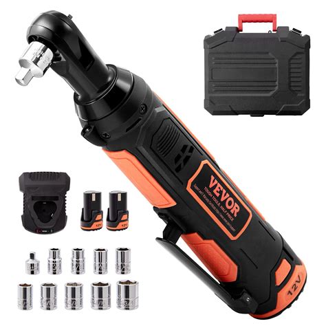 VEVOR 3/8" Cordless Electric Ratchet Wrench Set, 12V 33 Ft-lbs Power Ratchet Tool Kit, 45-Min ...