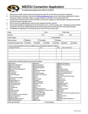 Mizzou Connection Application - Mizzou Undergraduate Admissions ...