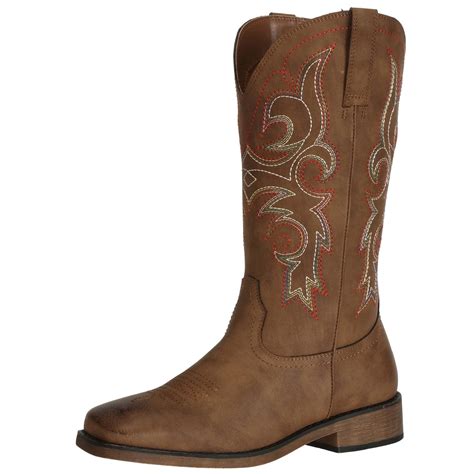 SheSole Women's Wide Width Cowboy Boots Square Toe Mid Calf Western ...