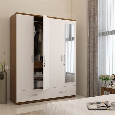 Spacewood Classy Engineered Wood 4 Door Wardrobe Price in India - Buy ...