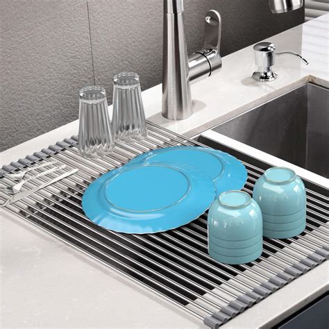 Roll Up Dish Drying Rack, Stainless Steel Over Sink Dish Drying Rack ...