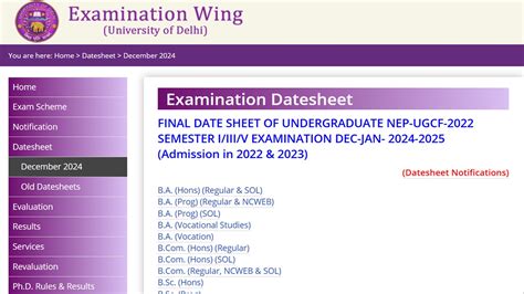 DU Semester Exam Date Sheet 2025 Released, Download Schedule at exam.du ...