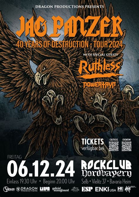 JAG PANZER – 40 YEARS OF DESTRUCTION - TOUR 2024 / Special guests ...