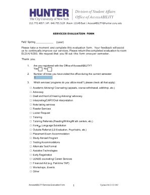 Fillable Online AccessABILITY Services Evaluation Form. Accessibility ...