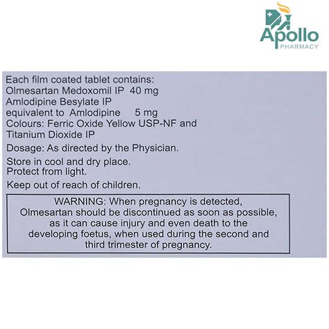 Olmesar A 40 Tablet 15's Price, Uses, Side Effects, Composition ...