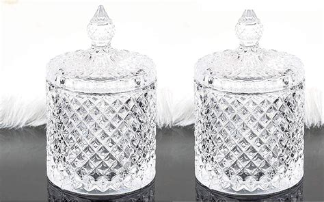 bellemax premium Glass Candy Dish with Lid, Crystal Candy Jar, Cookie ...