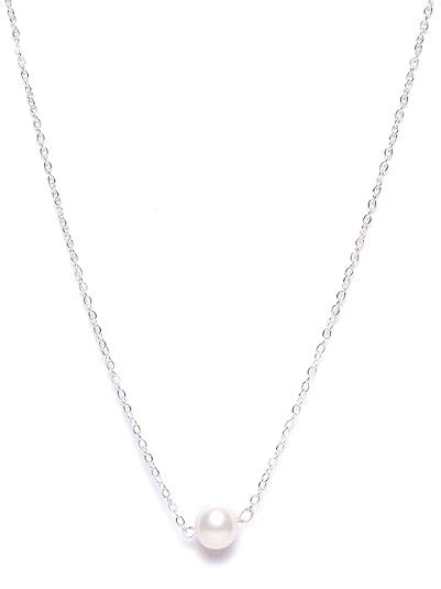 ZAVERI PEARLS Silver Tone Pearl Contemporary Brass Chain For Women ...