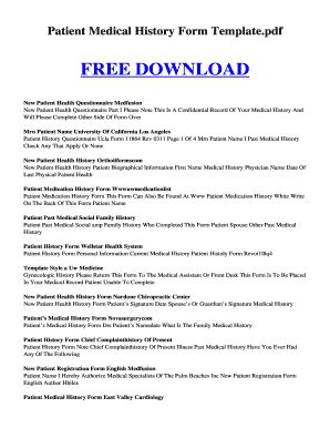 Fillable Online kudaponi 96 PATIENT MEDICAL HISTORY FORM TEMPLATE PDF ...