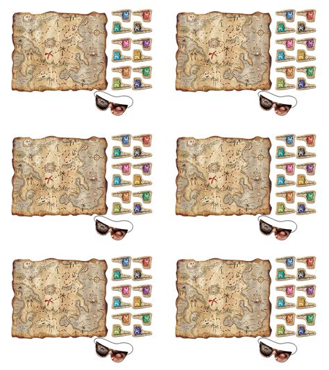 Beistle S66671AZ6, 6 Each Pirate Treasure Map Party Games, 15.25" x 18. ...