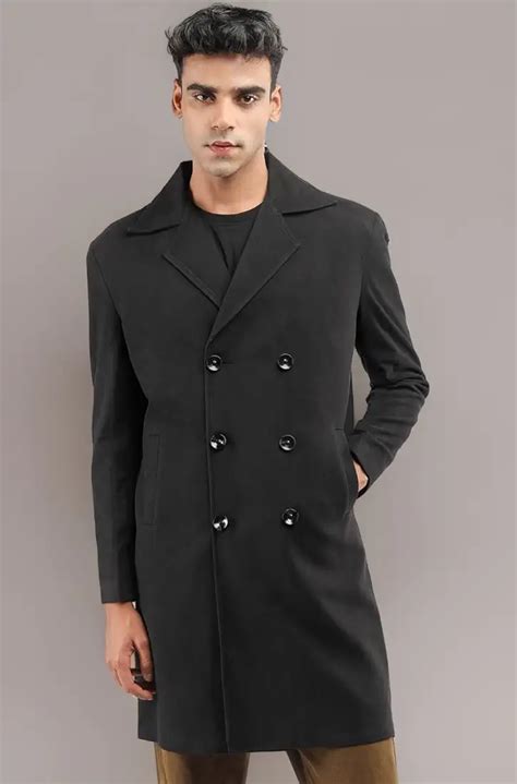 CHKOKKO Men Winter Wear Solid Double Breasted Long Coat - Price History