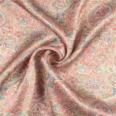 Flamingo Pink and Cream Ethnic Pattern Digital Print Viscose Gaji Silk ...