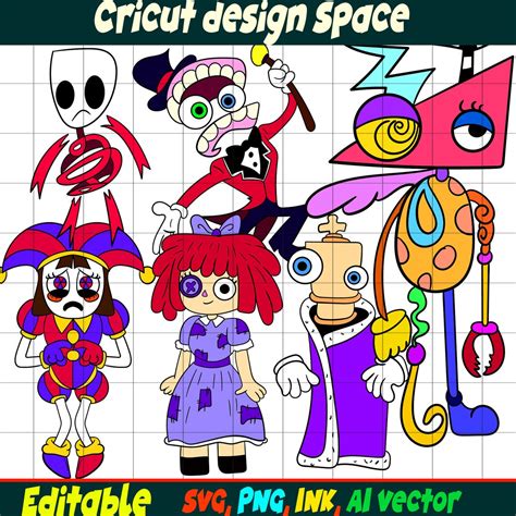 Buy Editable the Amazing Digital Circus SVG, Pomni, Gangle, Zooble ...