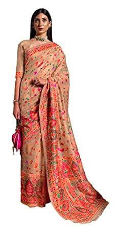 Buy NK Textiles Women's Kalamkari Multicolored Floral Woven with Meena ...