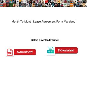 Fillable Online Month To Month Lease Agreement Form Maryland. Month To ...